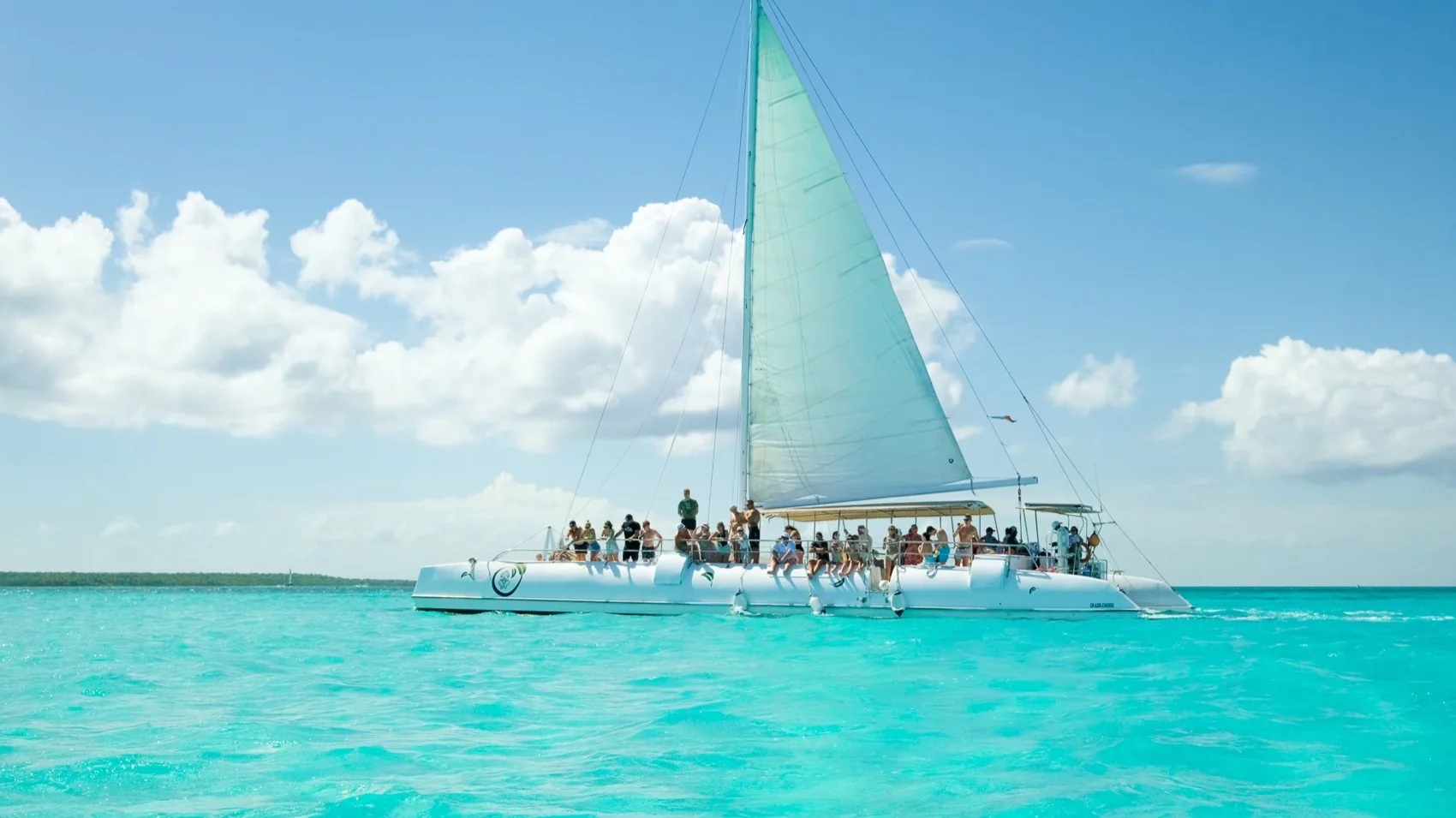 Catamaran sailing in Saona’s waters